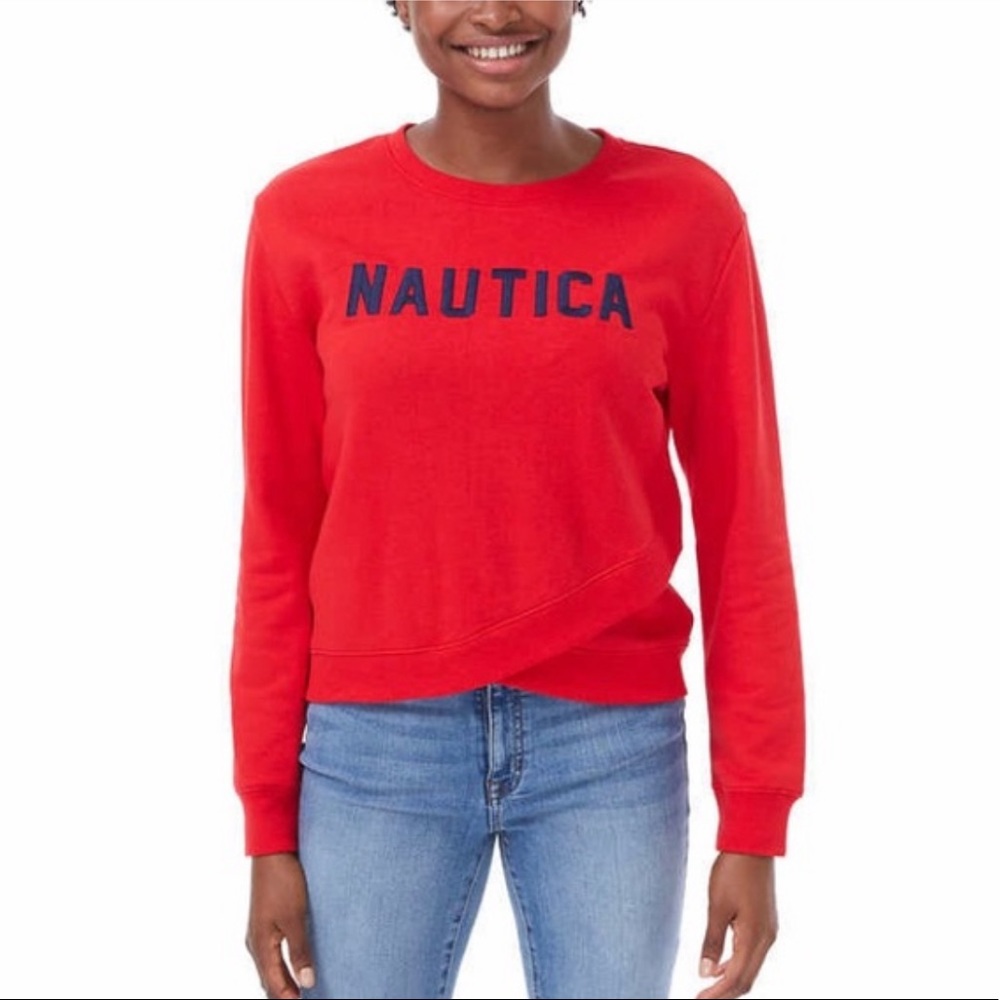 Nautica Crossover Hem Logo Sweatshirt